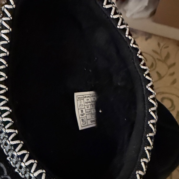 UGG Black Suede Tasman Slip-Ons with White Trim - Picture 4 of 5